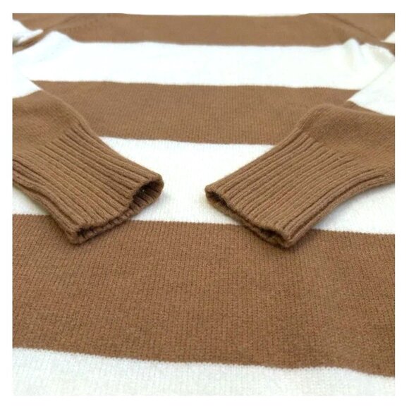 Anthropologie Rebekah Striped Tunic Sweater Camel Ivory Cozy Knit S - Picture 5 of 11